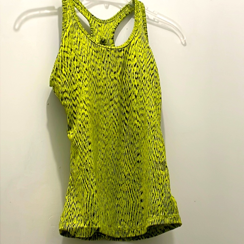 Actra super cute yellow printed bra tank stretchy razor back